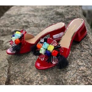 Vinci Women’s The Vigo Red Leather Block Heel Women Sandal EU-36 US-6 Mint Cond.